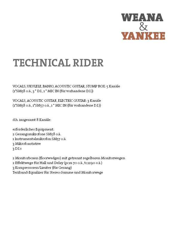 Download Weana & Yankee Technical Rider